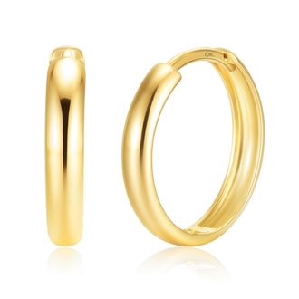 MAX + STONE Solid 10k Yellow Gold 3mm Wide Hoop Earrings in 12mm, 15mm or 18mm Diameter