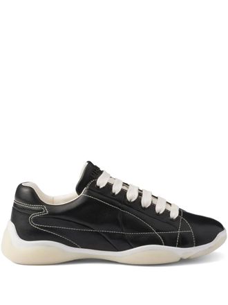 Prada lace-up leather sneakers - Black