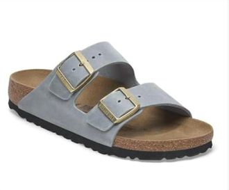 Birkenstock Womens Arizona Narrow Oiled Leather Sandal In Basalt Grey
