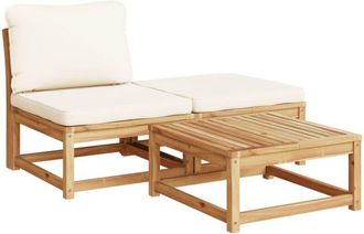 vidaXL Set de muebles para jardín 3 piezas con cojines madera acacia Vidaxl