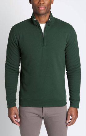 Jachs NY Recycled Jacquard Sherpa Lined Quarter Zip Pullover In Green