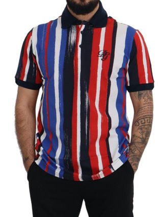 Dolce & Gabbana Mens Multicolor Cotton Polo Top T-Shirt