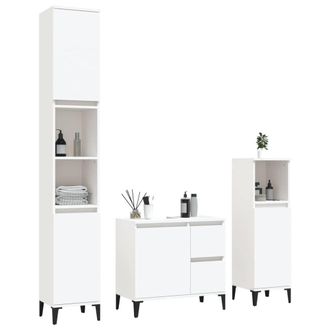 Berkfield Home Modern 3 Piece Bathroom Cabinet Set White Engineered Wood