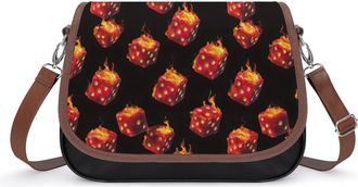 Generic Flaming Cute Dice Womens Crossbody Bag Fashion Shoulder Handbags Message Tote Bag with Adjustable Strap