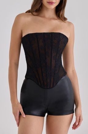 House of CB Mira Strapless Lace Top in Black at Nordstrom, Size X-Large
