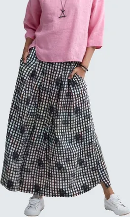 Luukaa D'Celli Evania Neon Print Linen Skirt in Neon Black at Nordstrom, Size 12