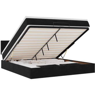 vidaXL Vidaxl - Estructura De Cama Otomana Con Colch&oacute;n Negra 160x200 Cm
