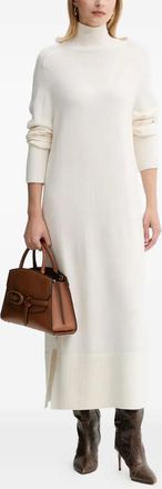 BOSS Fagliatelle midi-jurk met col - Beige