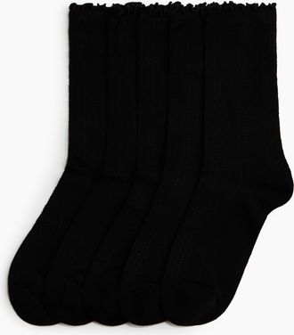 H&M 5er-Pack Socken in Pointellestrick - Schwarz