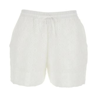Pinko Short Shorts, female, White, Size: M Liz Shorts Popeline Ricamo
