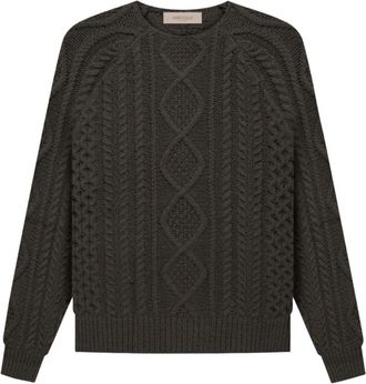 Fear of God Essentials Kabel Gebreide Trui - Heren - Ronde hals truien - Zwart - L - Katoen - Truien & Vesten