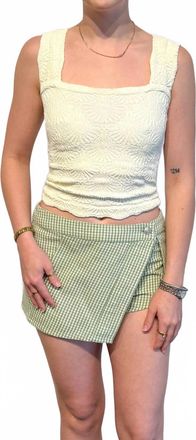 Free People Georgie Gingham Micro Skort In Green
