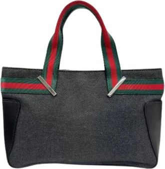 Gucci Pre-owned Handbags, female, Black, Size: ONE SIZE Pre-owned Denim Handbag
