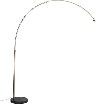 QAZQA Moderno L&aacute;mpara De Arco Moderna De Acero Con Base De M&aacute;rmol - Xxl Acero Alargada Adecuado Para Led Max. 1 X 60 Watt - Qazqa