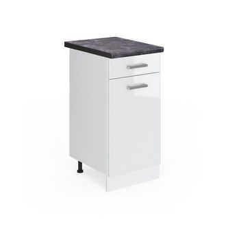 Vicco Mueble Bajo De Cocina R-line, Blanco Alto Brillo, 40 Cm, Et Antracita, Vicco