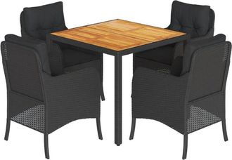 vidaXL Set De Muebles Jard&iacute;n 5 Pzas Con Cojines Rat&aacute;n Sint&eacute;tico Negro Vidaxl