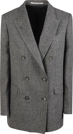 Tagliatore Jasmine Double-Breasted Herringbone Wool-Blend Jacket
