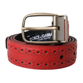 Dolce & Gabbana Belts, male, Red, ONE SIZE, Perforated Leather Belt Metal Buckle