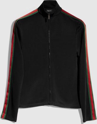 Gucci Viscose Jersey Zip Jacket With Web, Size XXXL, Black, Ready-to-wear