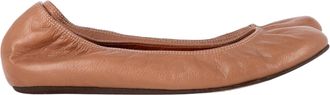 Lanvin Round Toe Ballet Flats in Brown Leather