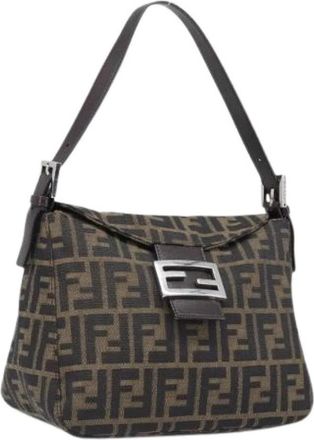 Fendi Pre-owned Vintage Zucca Canvas Shoulder Bag - Dames - Vintage Schoudertas - Bruin - ONE Size - Leer - Vintage
