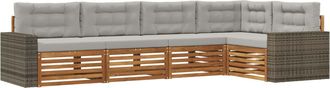 vidaXL Conjunto De Sof&aacute;s De Exterior 5 Uds. Natural Y Gris Claro Vidaxl