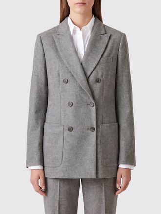 Max Mara Double-Breasted Blazer in Silk and Cashmere Blend with Peak Lapels