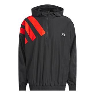 adidas Anthony Edwards Anorak Pullover Jacket Asia Sizing Black Acid Red JC8782