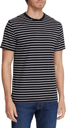 AG - Adriano Goldschmied Bryce Stripe Crewneck Cotton T-Shirt in True Black/Ivory Dust at Nordstrom Rack, Size Xx-Large