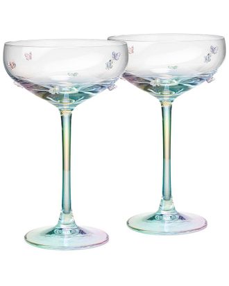 Godinger Luster Butterfly Coupe Pair
