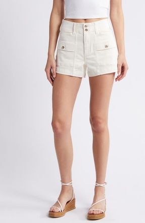Paige Olivia Cargo Denim Shorts in Quartz Sand at Nordstrom, Size 31