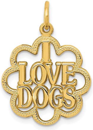 Diamond2Deal 14k Yellow Gold I LOVE DOGS Charm