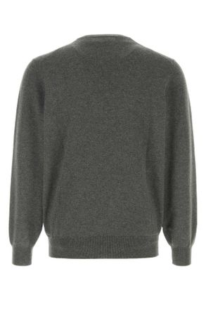 Brunello Cucinelli Mens Grey Cashmere Sweater Bosco+grigio Exterior: Maglieria