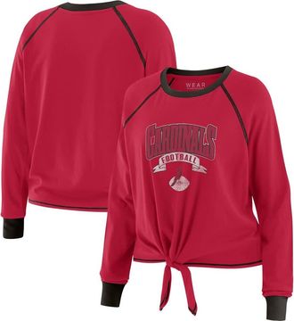 WEAR by Erin Andrews Womens WEAR by Erin Andrews Cardinal/Black Arizona Cardinals Plus Size Tie-Front Long Sleeve Top at Nordstrom, Size 2X