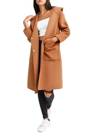 Belle & Bloom Walk This Way Wool Blend Oversized Coat in Camel at Nordstrom, Size X-Small