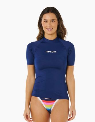Rip Curl Womens Rip Curl Womens Classic Surf Short Sleeve Rash Vest - Navy - Size: 18/16