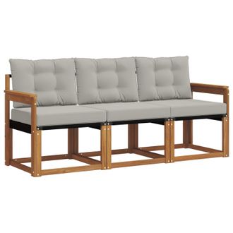 vidaXL Conjunto De Sof&aacute;s De Exterior 3 Pcs Gris Natural Y Claro Vidaxl