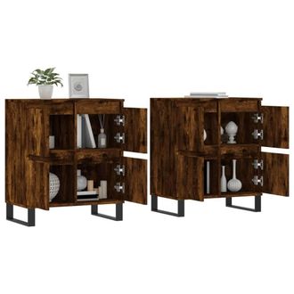 Berkfield Home Sideboards 2 pcs Smoked Oak Engineered Wood in Brown