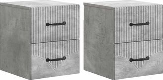 vidaXL Mesita De Noche De Pared 2 Uds. Gris Hormig&oacute;n 34,5 X 33 X 40 Cm Vidaxl