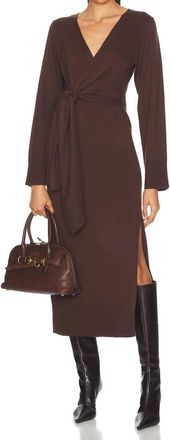 SIMKHAI Skyla Wrap Dress In Chocolate