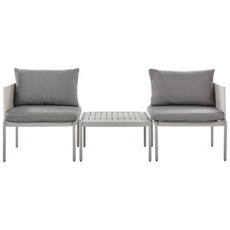 Beliani Conjunto De Sala De Estar 2 Plazas Modular De Metal Gris Claro Sof&aacute;s Cojines Mesa Terracina