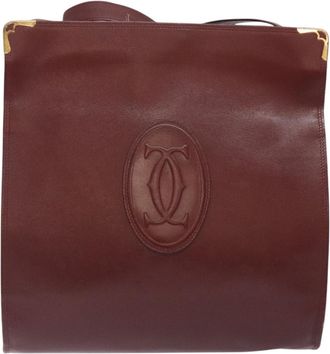 Cartier Must De Cartier Burgundy Leather Shoulder Bag (Pre-Owned)