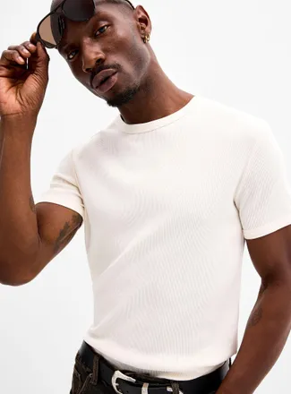 Le 31 Mens Ribbed jersey T-shirt Muscle fit