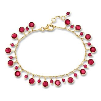Ross-Simons Ruby Drop Bracelet in 18kt Gold Over Sterling