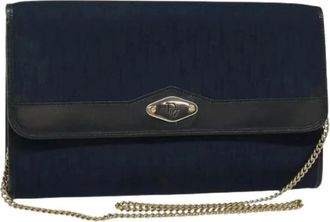 Dior Pre-owned Clutches, female, Blue, Size: ONE SIZE Pre-owned Vintage Trotter Canvas Shoulder Bag