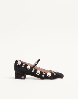 Valentino Garavani Nellcôte Mary-Jane Pumps In Crust Leather 30Mm Woman BLACK 35.5