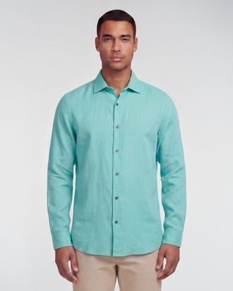Lords of Harlech Linen Long Sleeve Shirt in Spearmint at Nordstrom, Size Small