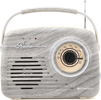 Emerson Portable Retro Radio with Built-in Rechargeable Battery
