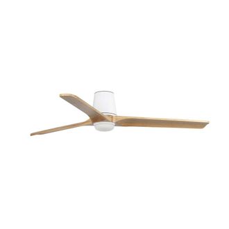 Netlighting Heywood Tub 132cm Smart LED Ceiling Fan Matt White Pine Blades CCT