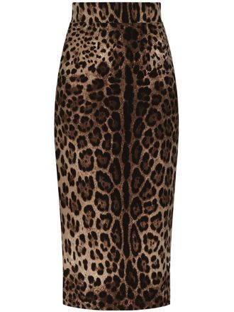 Dolce & Gabbana Midi-rok met luipaardprint - Bruin